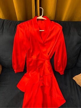 Red Wrap-Style Women's Dress - Unbranded